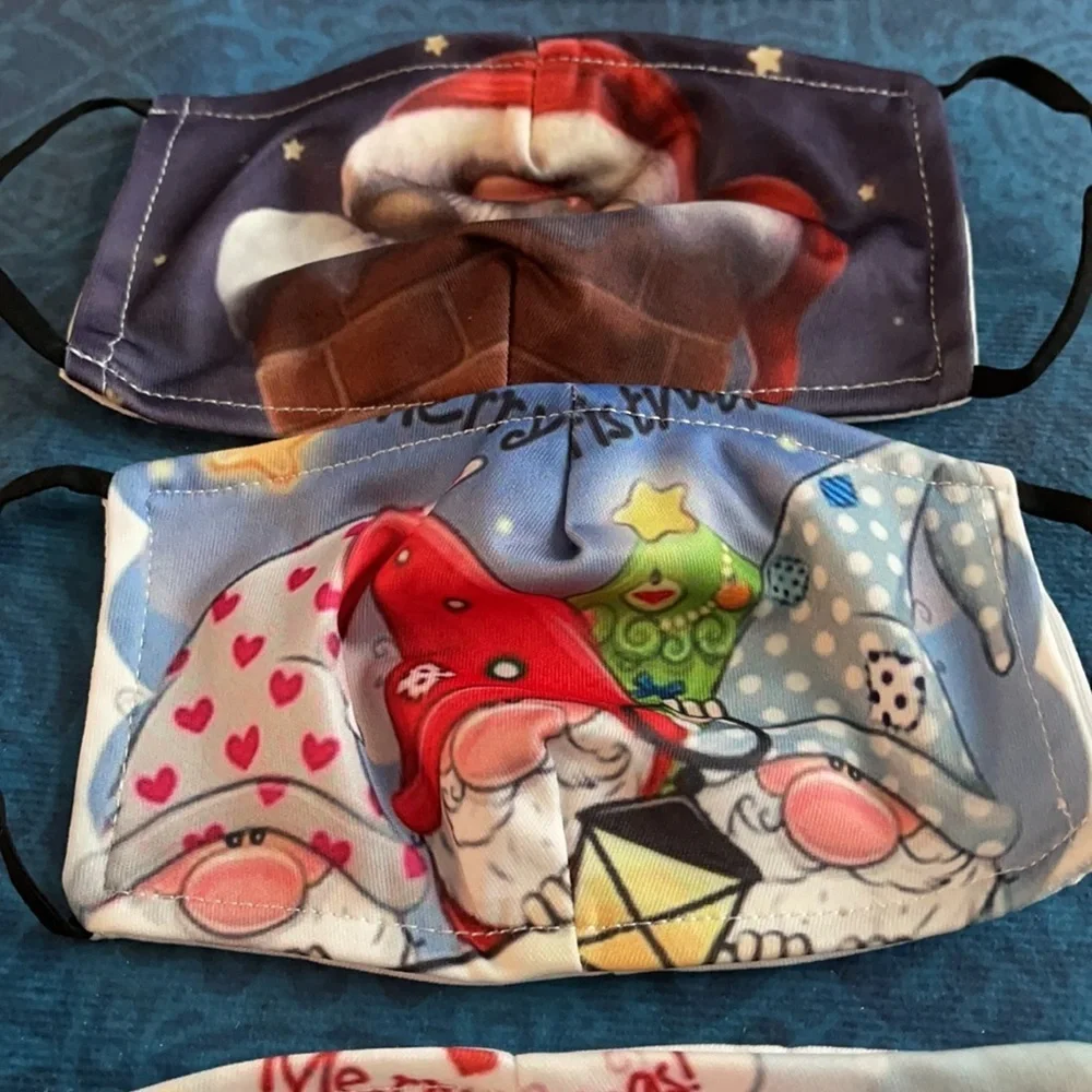 6/$20 New set/5 small Gnome Christmas face masks